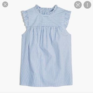 J Crew Cotton Poplin Ruffle Neck Top Size 6